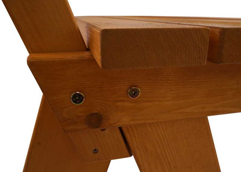 Banc de jardin avec dossier en bois massif style contemporain 148 x 54 x 86 cm robuste et stable en pin couleur miel 04_0010260