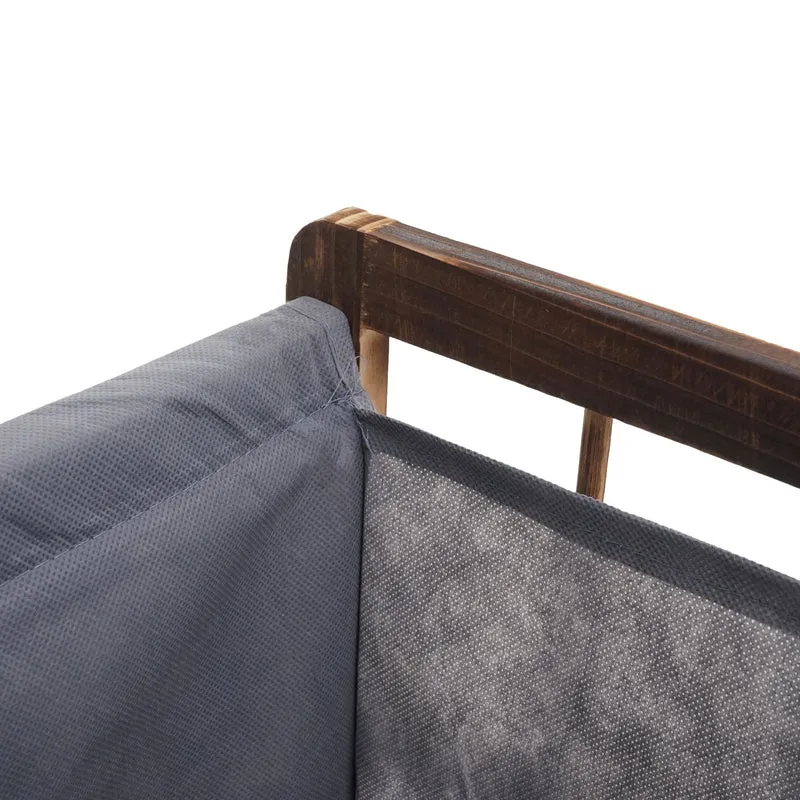 Panier à linge avec 2 compartiments moderne 60 x 60 x 33 cm rangement pratique en bois marron et tissu gris 04_0010648