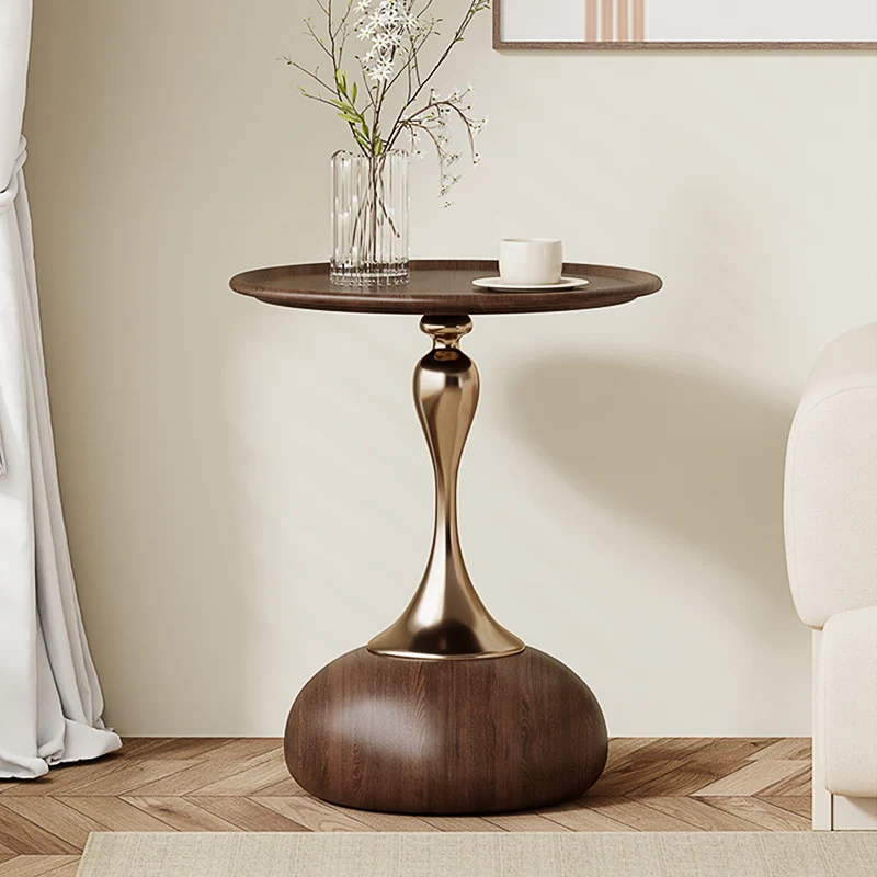 Contemporary Creative Carbon Steel Flat Round End Table With 1-Tier For Living Room