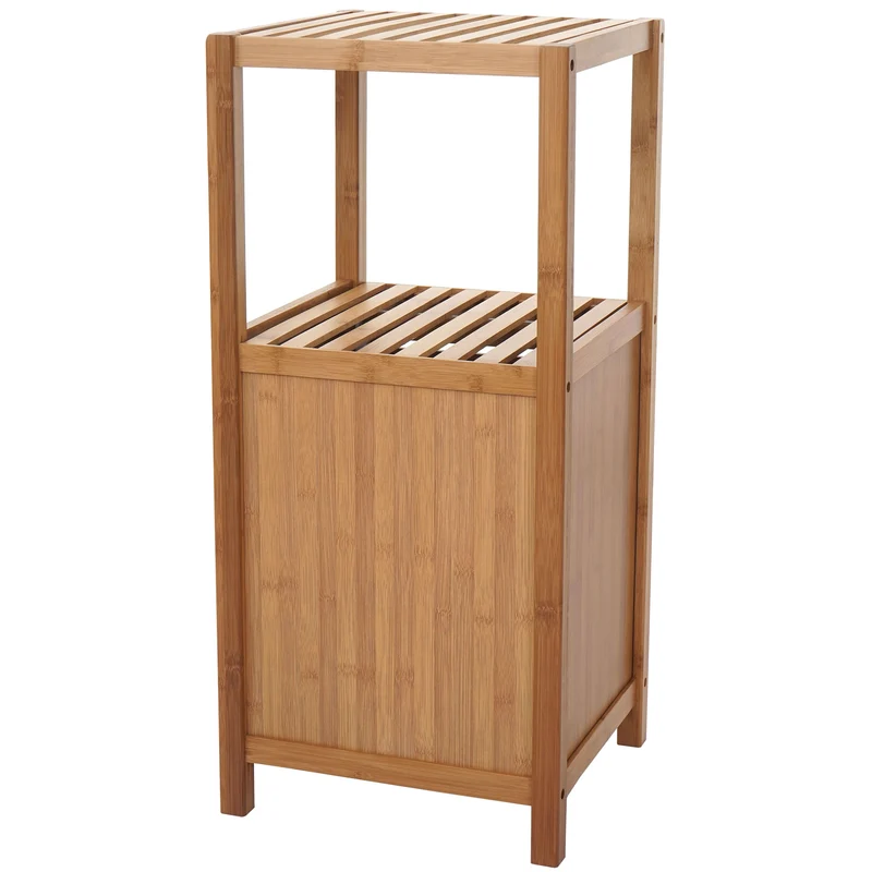 Ensemble de meubles de salle de bain avec rangement et tapis antidérapant en bambou naturel 04_0011306