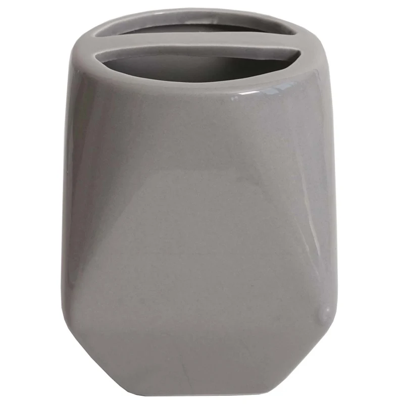 Lot de 5 accessoires de salle de bain modernes 33 x 10 x 10 cm design épuré en céramique gris 04_0010637