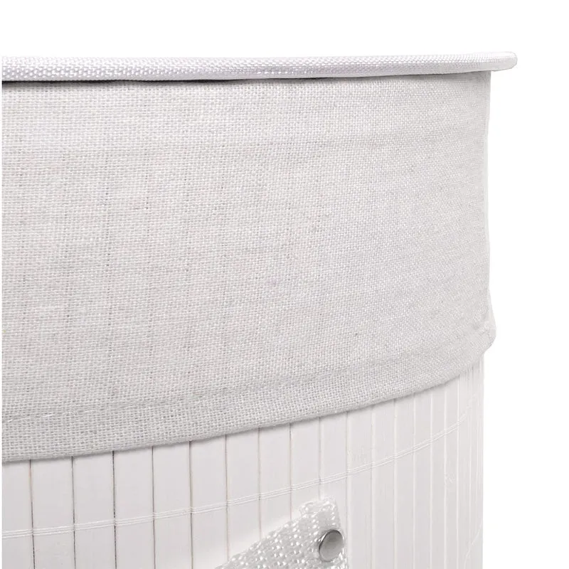 Panier à linge rond pratique avec couvercle 59 x 35 cm pour salle de bain rangement élégant en bambou naturel 04_0009545
