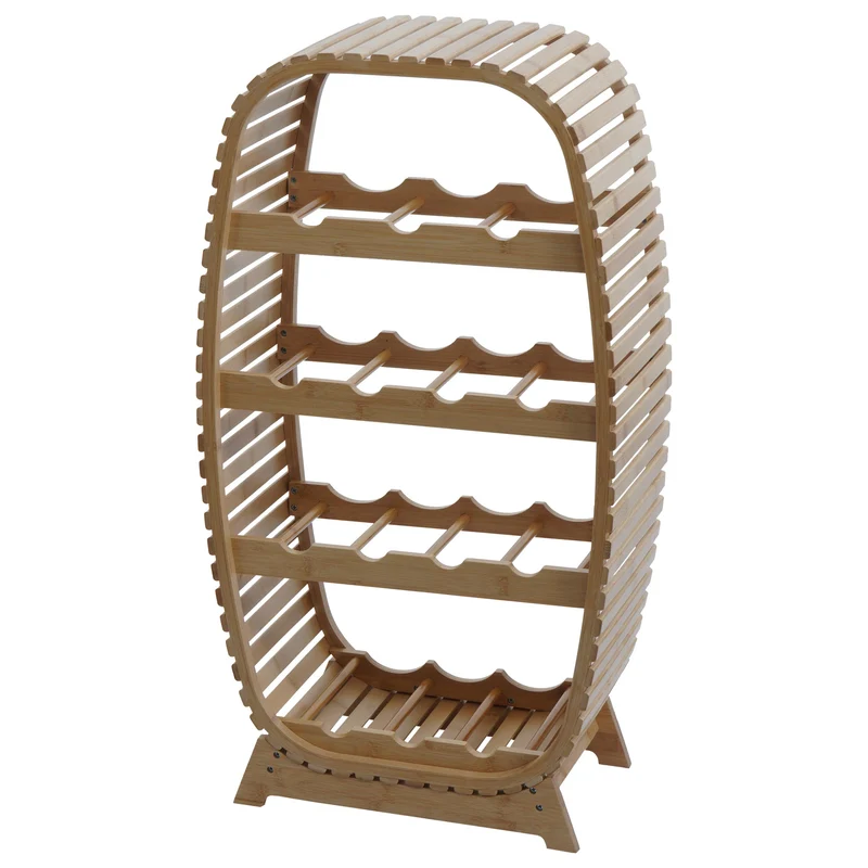 Casier à bouteilles en bois range-bouteilles design arrondi étagère à vin décorative et pratique 04_0009762