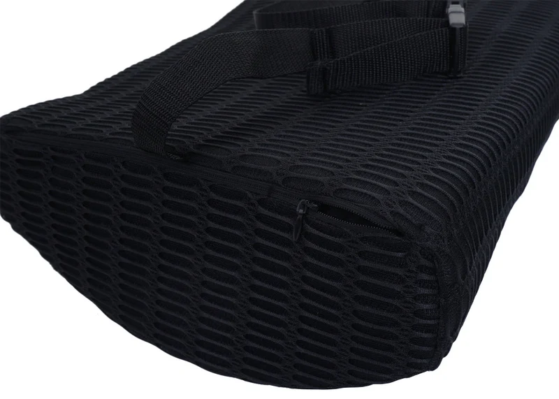 Coussin lombaire ergonomique avec ceinture de maintien assise confortable 29 x 34 x 12 cm en textile noir 04_0009946