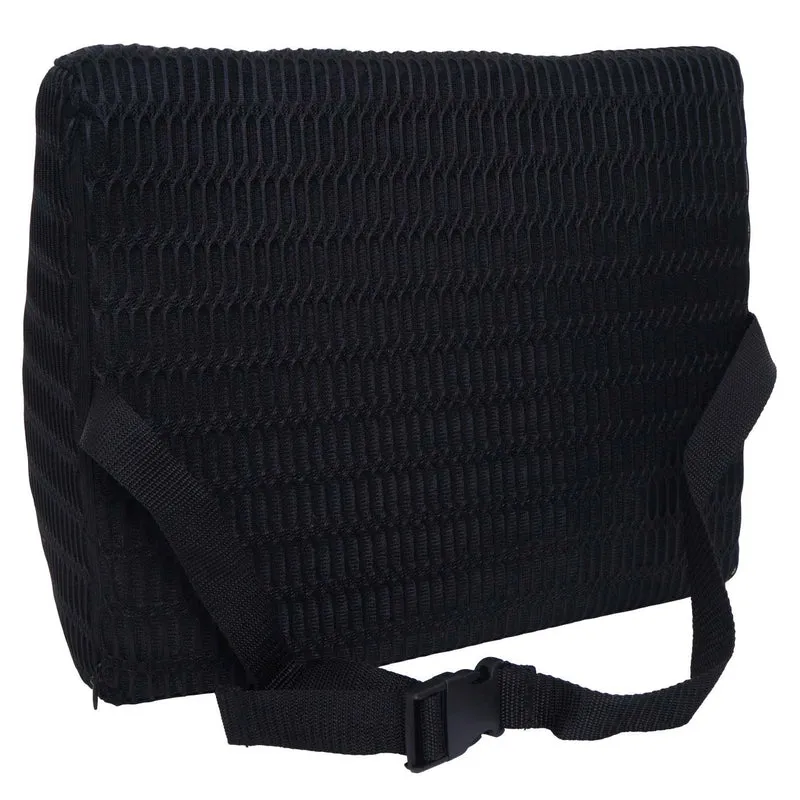 Coussin lombaire ergonomique avec ceinture de maintien assise confortable 29 x 34 x 12 cm en textile noir 04_0009946
