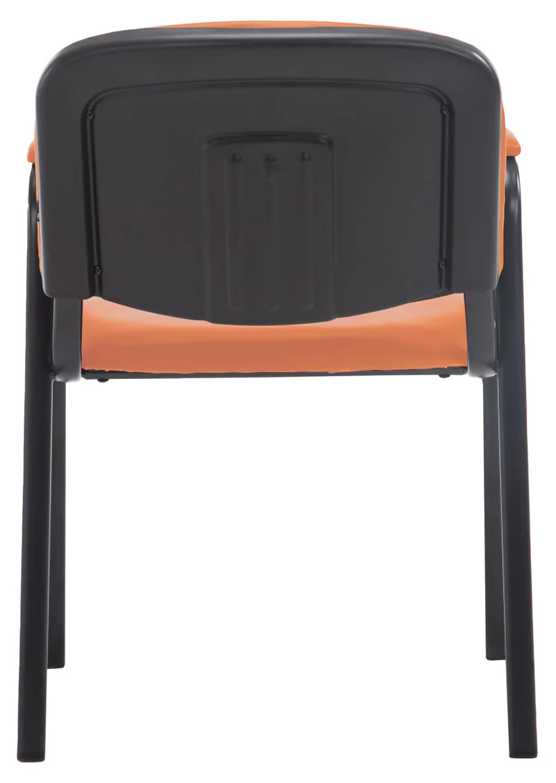 Chaise visiteur avec accoudoirs intégrés zone d'attente en PVC orange piètement à 4 pieds en métal noir 10_0003381
