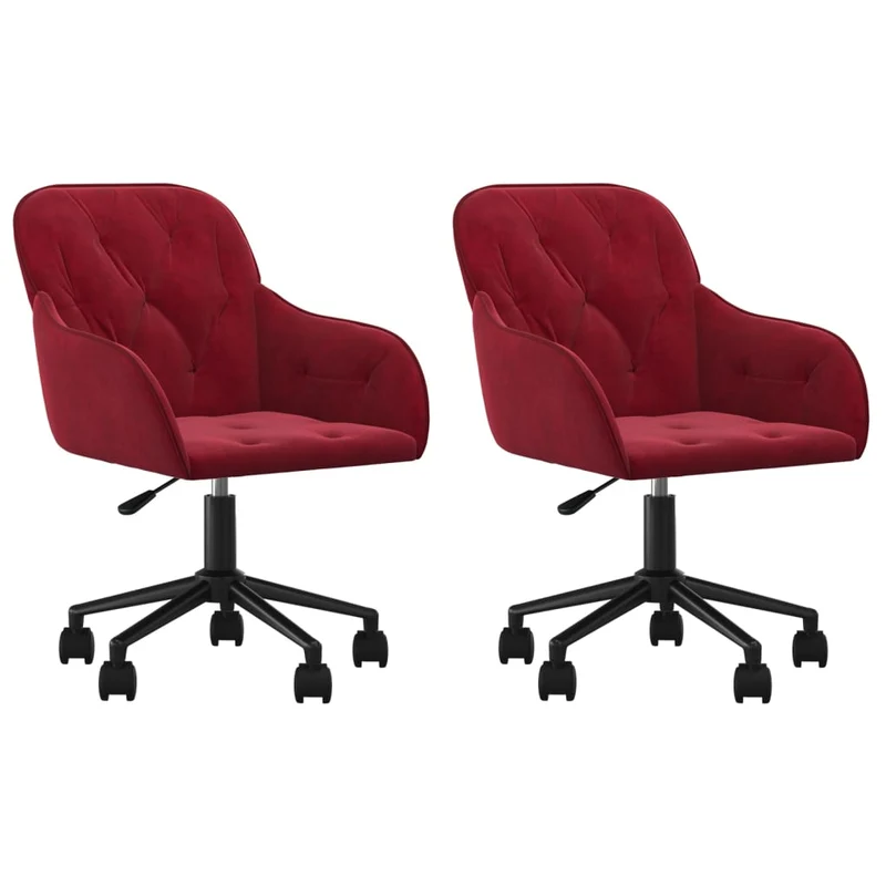 Lot de 2 chaises de salle à manger siège pivotant hauteur réglable rouge bordeau x velours rouge DEC025306