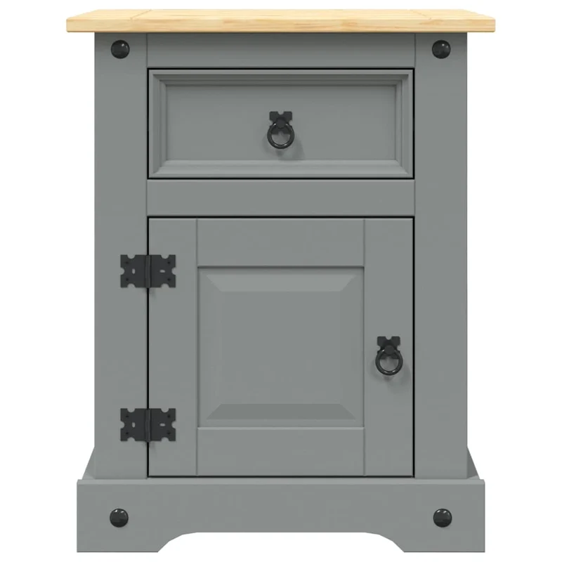 Table de chevet avec tiroir et compartiment avec porte 53 x 39 x 66 cm bois de pin massif gris DEC033933