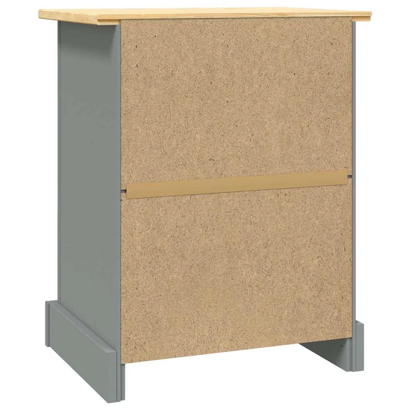 Table de chevet avec tiroir et compartiment avec porte 53 x 39 x 66 cm bois de pin massif gris DEC033933