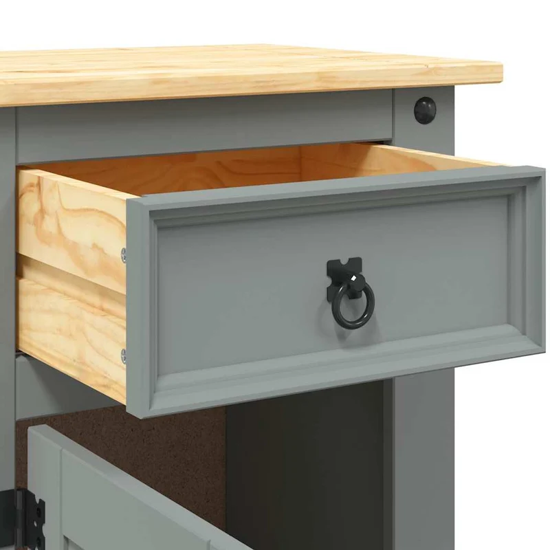Table de chevet avec tiroir et compartiment avec porte 53 x 39 x 66 cm bois de pin massif gris DEC033933