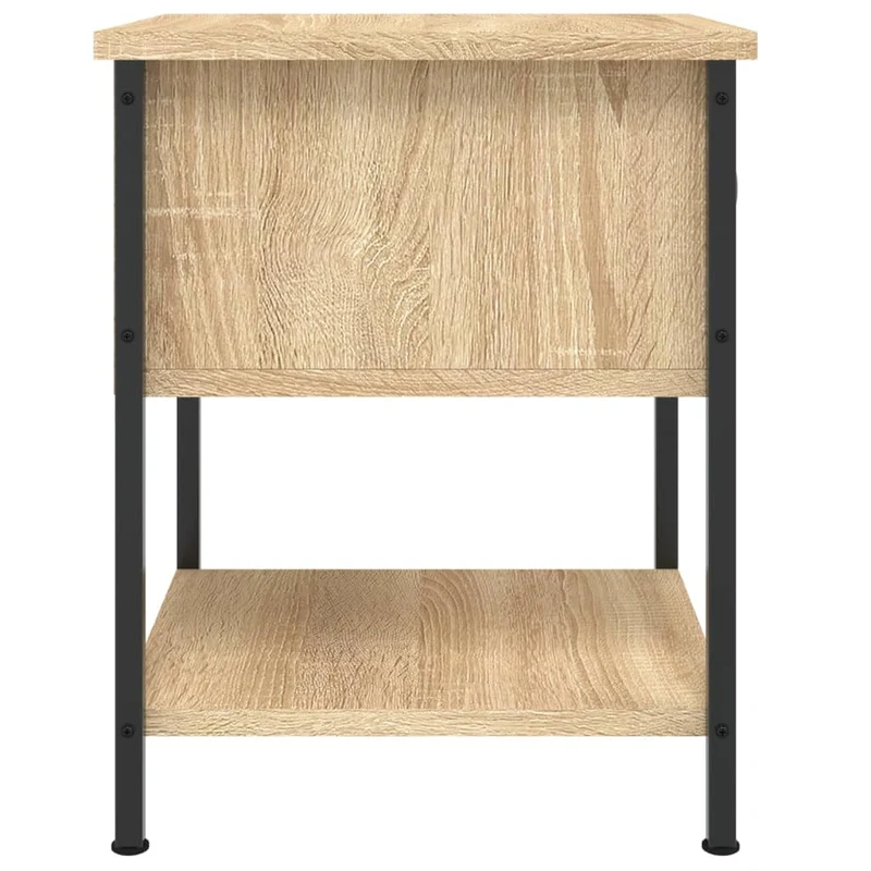 Table de chevet avec tiroir et étagère 34 x 35,5 x 45 cm bois d'ingénierie couleur chêne et fer DEC033803