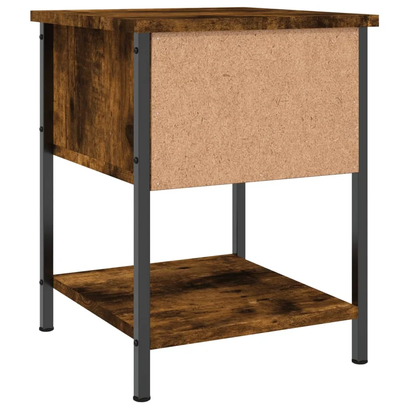 Table de chevet avec tiroir et étagère 34 x 35,5 x 45 cm bois d'ingénierie marron et fer DEC033540