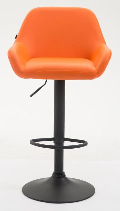 Lot de 2 tabourets de bar moderne et confortable en synthétique orange pieds trompette en métal noir TDB10221