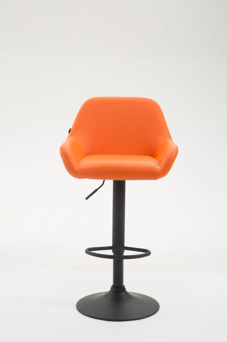 Tabouret de bar chaise haute lounge en synthétique orange pieds métal noir mat 10_0000820