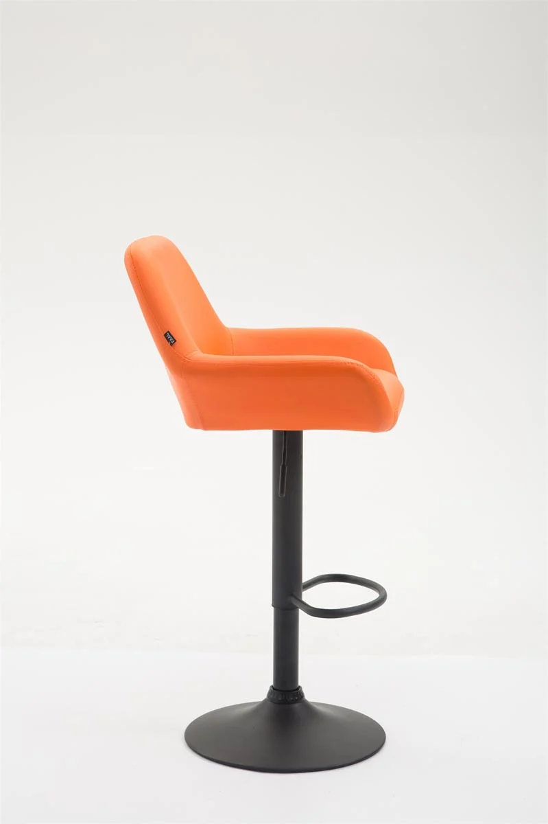 Tabouret de bar chaise haute lounge en synthétique orange pieds métal noir mat 10_0000820
