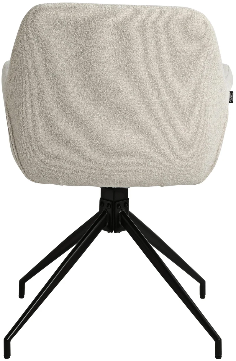 Chaise en tissu bouclette crème avec pied étoile en métal noir – Chaise design moderne 10_0007255