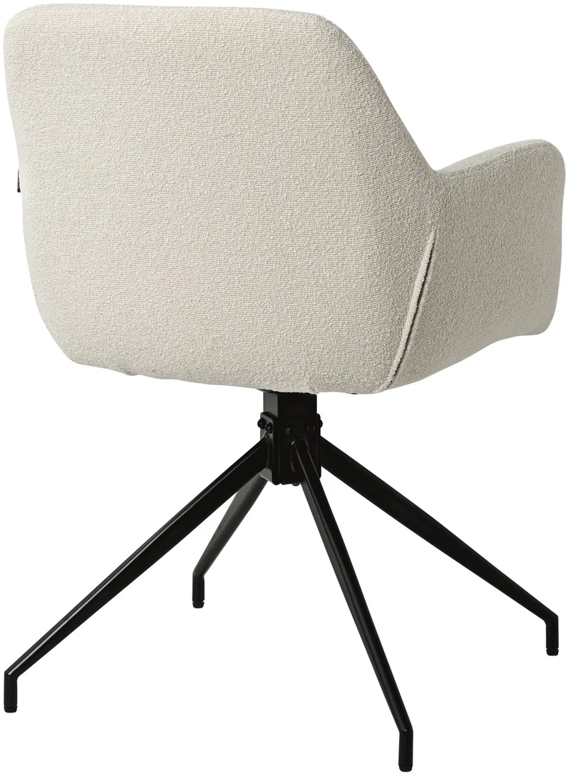 Chaise en tissu bouclette crème avec pied étoile en métal noir – Chaise design moderne 10_0007255