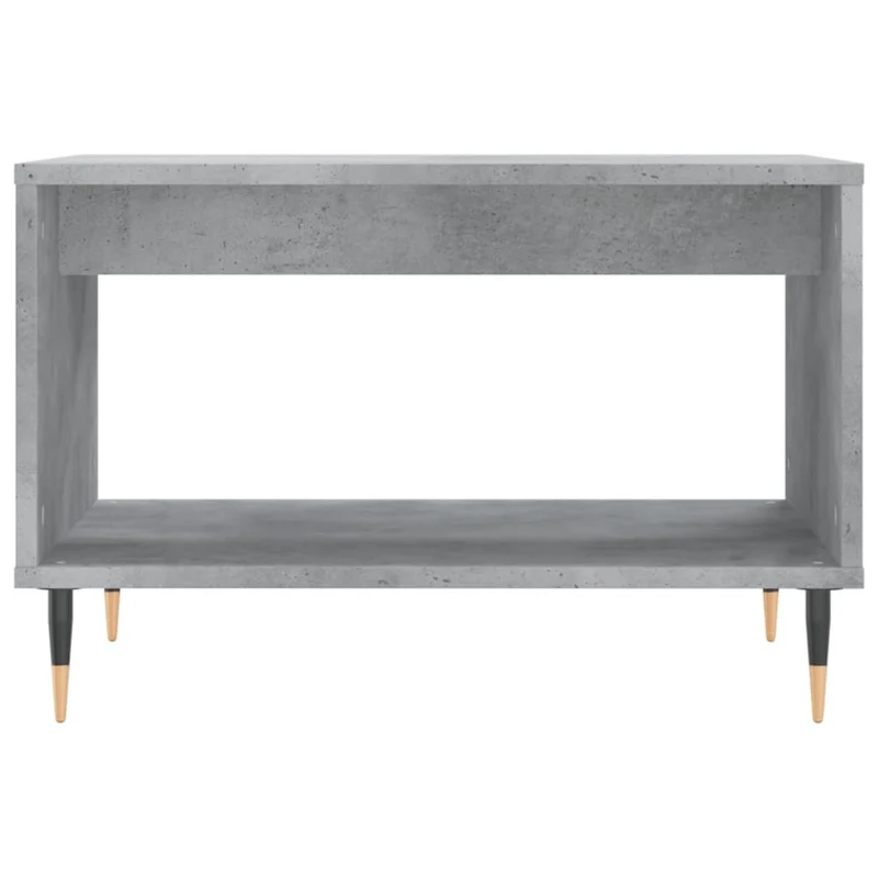 Table basse couleur gris béton en bois d’ingénierie 60 x 50 x 40 cm table d’appoint avec rangement et pieds métal DEC039325