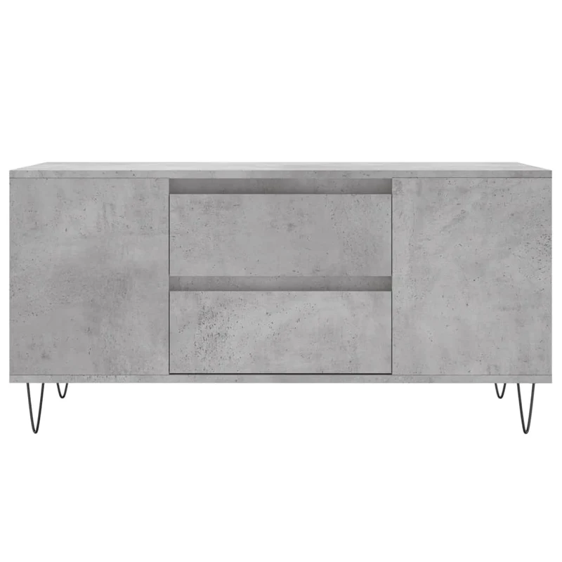 Table basse avec 2 tiroirs et 4 compartiments 102 x 44,5 x 50 cm bois d'ingénierie gris et métal DEC039245