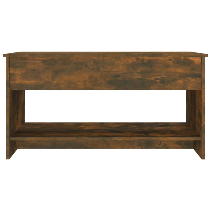Table basse rectangulaire relevable avec rangement 102 x 50 x 52,5 cm finition chêne fumé marron et métal DEC038376