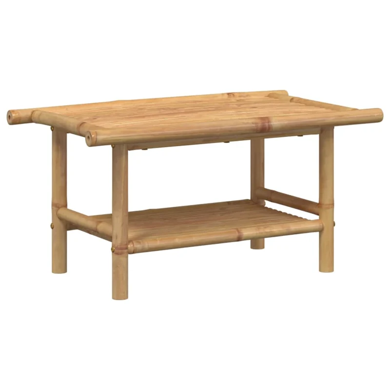 Table basse style exotique avec étagère 70 x 40 x 35 cm bambou avec une finition naturelle DEC037126