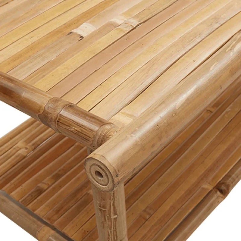 Table basse style exotique avec étagère 70 x 40 x 35 cm bambou avec une finition naturelle DEC037126