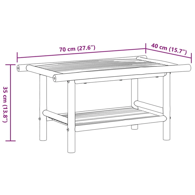 Table basse style exotique avec étagère 70 x 40 x 35 cm bambou avec une finition naturelle DEC037126