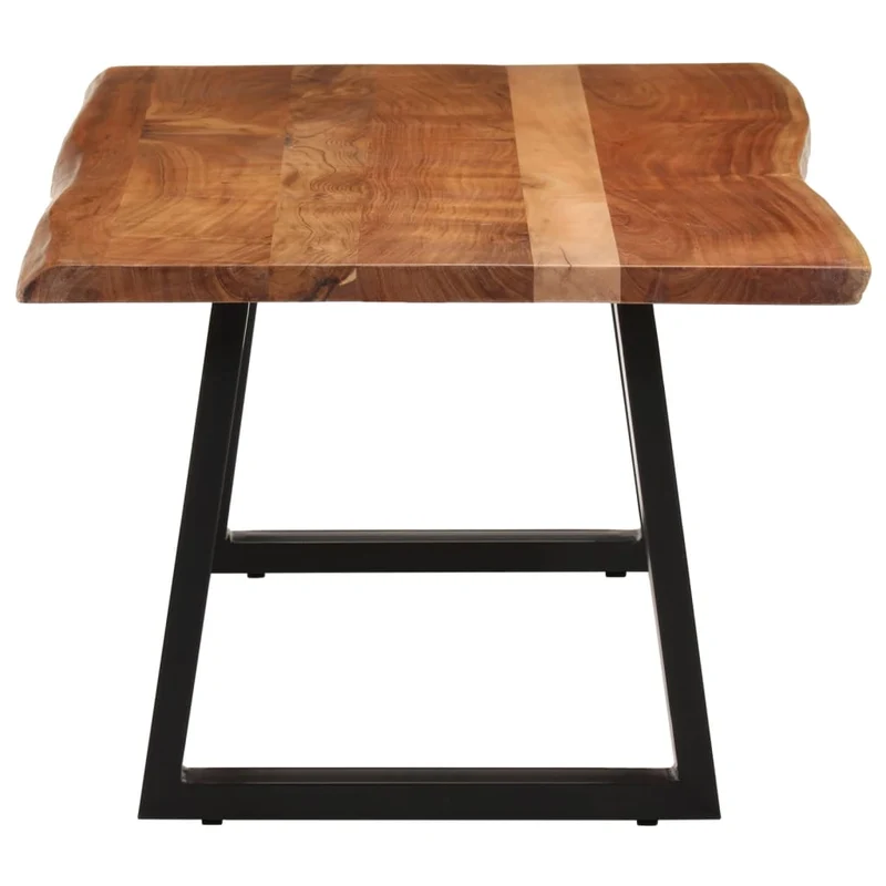 Table basse en bois d’acacia massif avec plateau naturel – Pieds métal noir – 110 x 55 x 40 cm DEC036997