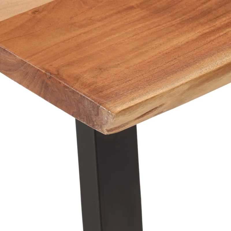 Table basse en bois d’acacia massif avec plateau naturel – Pieds métal noir – 110 x 55 x 40 cm DEC036997