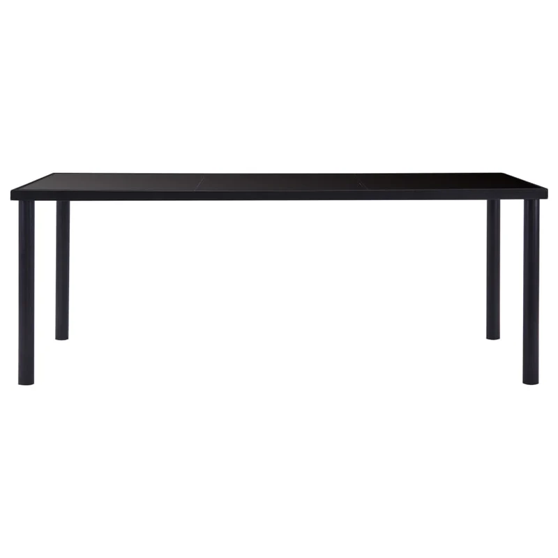 Table de salle à manger design noire plateau en verre trempé et cadre métal 200 x 100 cm DEC036886
