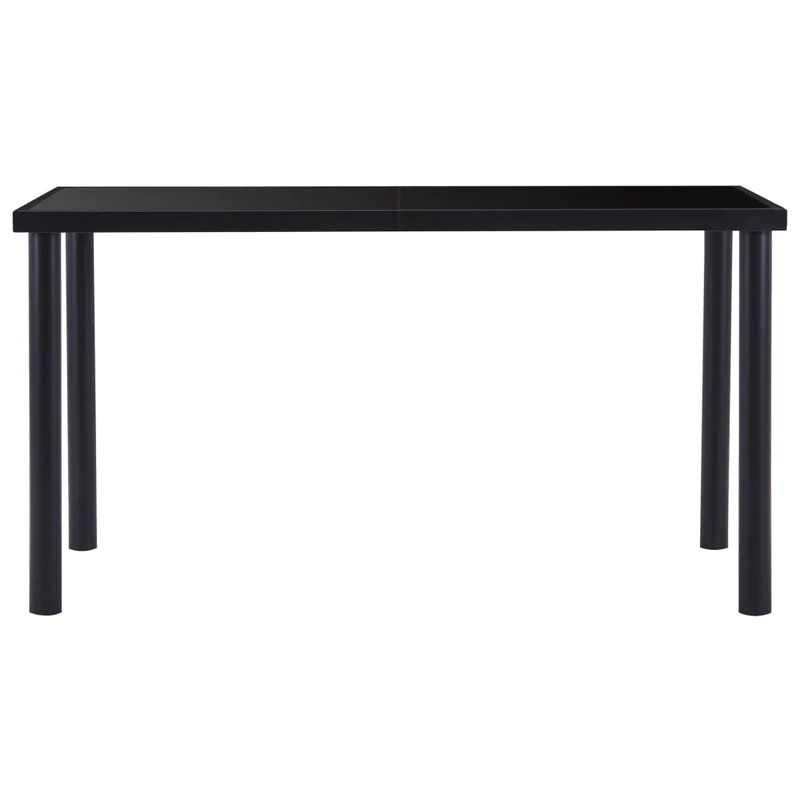 Table à manger rectangulaire moderne – plateau en verre trempé noir et structure métal – 140 × 70 cm DEC036880