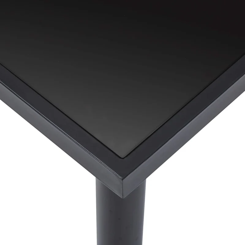 Table à manger rectangulaire moderne – plateau en verre trempé noir et structure métal – 140 × 70 cm DEC036880