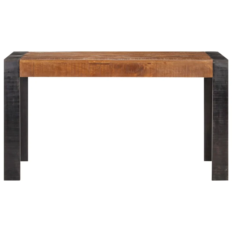 Table à manger industrielle en bois de manguier massif style loft avec plateau épais 140 x 70 cm DEC036713