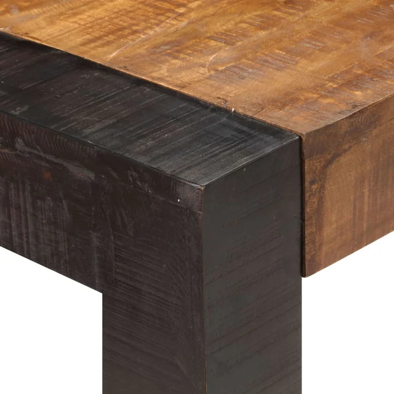 Table à manger industrielle en bois de manguier massif style loft avec plateau épais 140 x 70 cm DEC036713