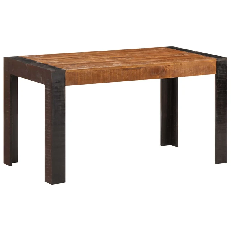Table à manger industrielle en bois de manguier massif style loft avec plateau épais 140 x 70 cm DEC036713