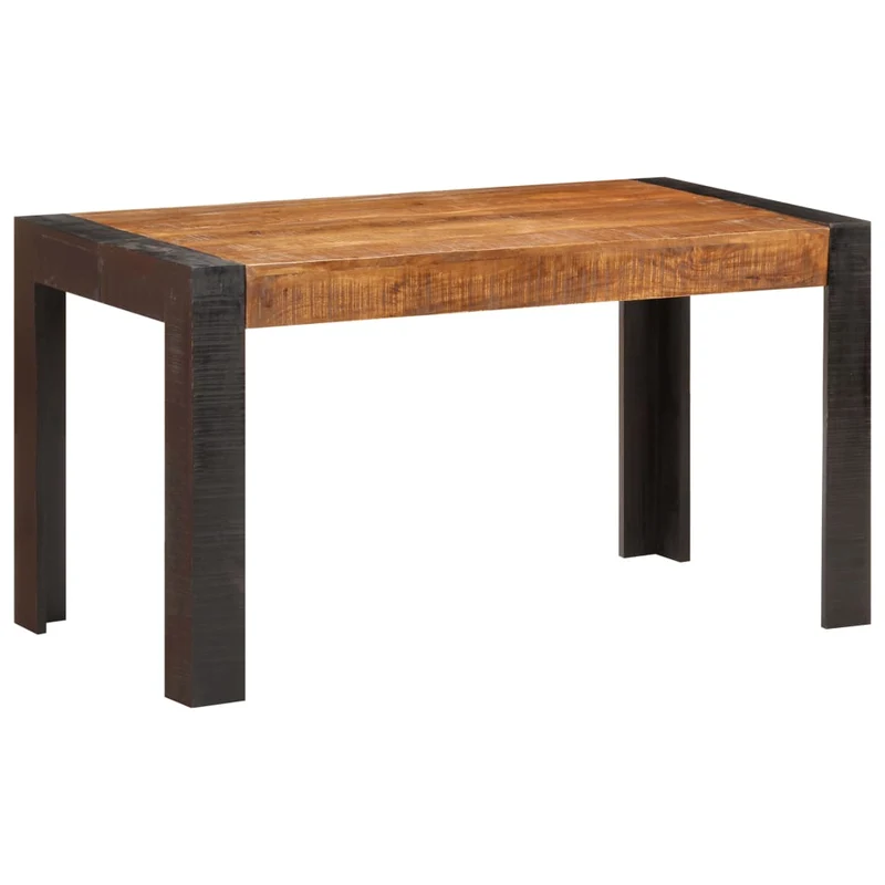 Table à manger industrielle en bois de manguier massif style loft avec plateau épais 140 x 70 cm DEC036713