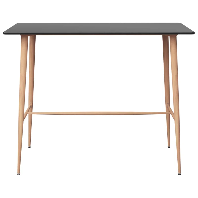 Table de bar rectangulaire style scandinave – plateau noir et pieds effet bois – 120 × 60 × 105 cm DEC036483