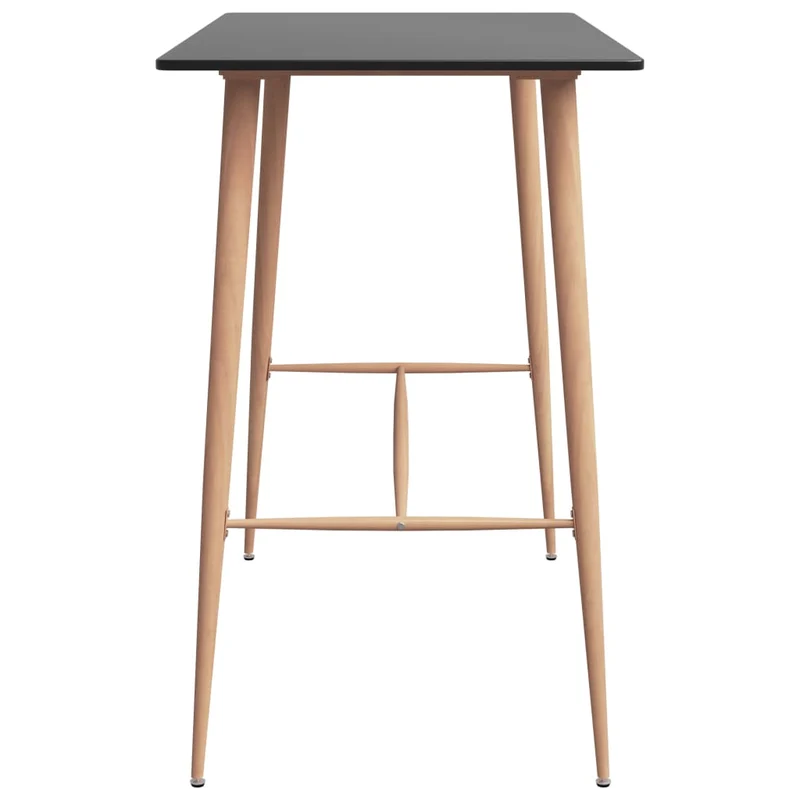 Table de bar rectangulaire style scandinave – plateau noir et pieds effet bois – 120 × 60 × 105 cm DEC036483