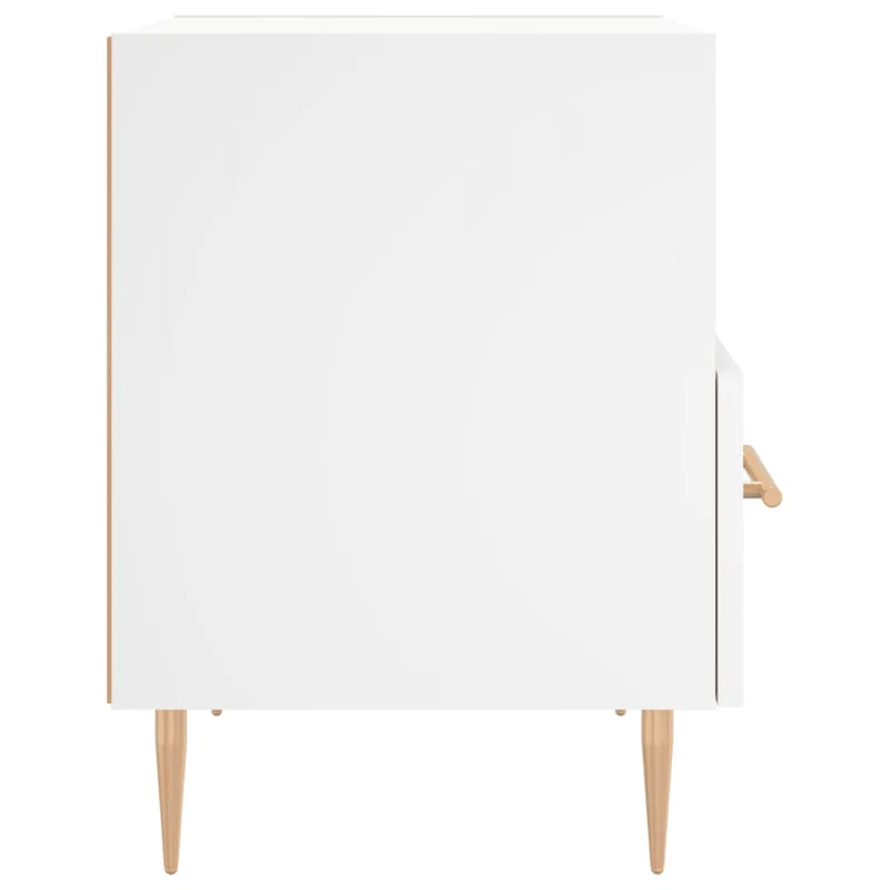 Lot de 2 tables de chevet avec compartiment et tiroir 40 x 35 x 47,5 cm bois d’ingénierie blanc et fer DEC034915