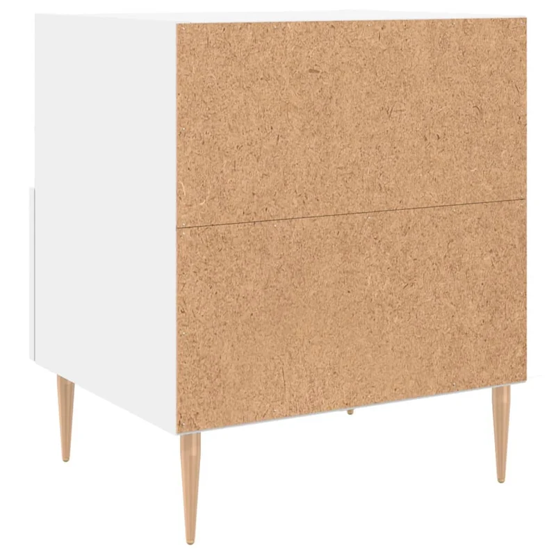 Lot de 2 tables de chevet avec compartiment et tiroir 40 x 35 x 47,5 cm bois d’ingénierie blanc et fer DEC034915