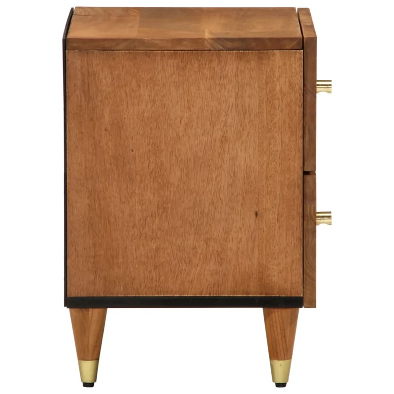 Lot de 2 tables de chevet en bois et MDF avec motif décoratif géométrique doré pieds bois et métal DEC034777