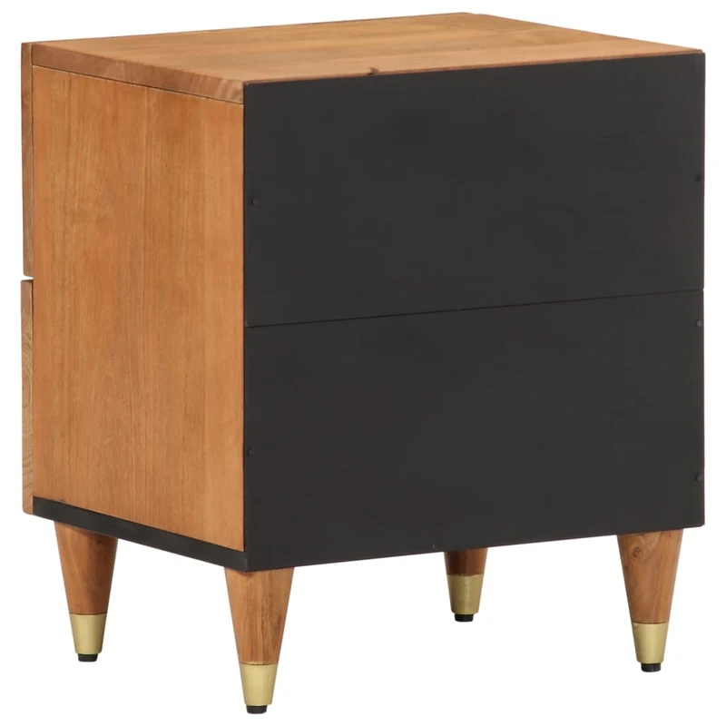 Lot de 2 tables de chevet en bois et MDF avec motif décoratif géométrique doré pieds bois et métal DEC034777