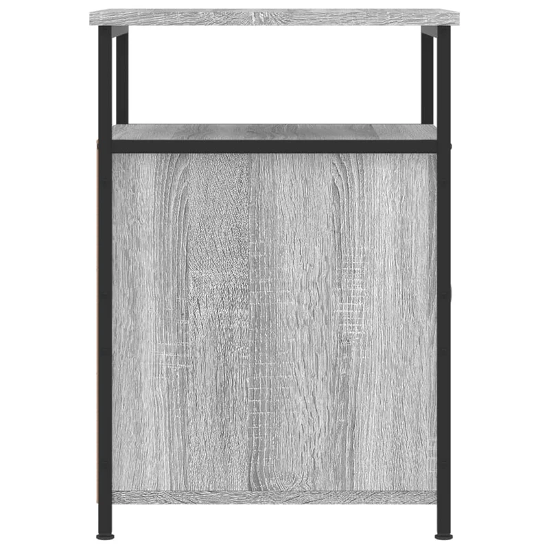 Table de chevet avec rangement avec porte 40 x 42 x 60 cm bois d'ingénierie gris et fer DEC034662