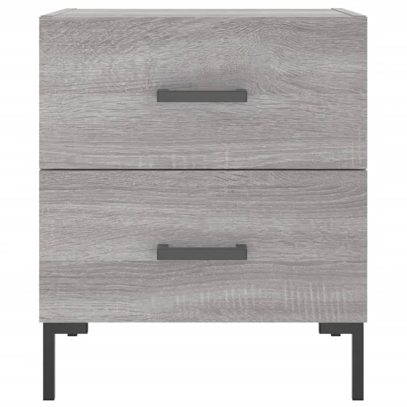 Table de chevet avec deux tiroirs 40 x 35 x 47,5 cm bois d’ingénierie gris et fer DEC034610