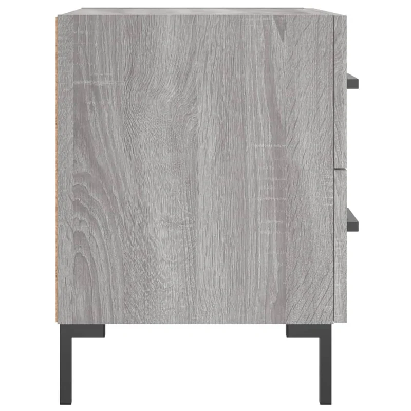 Table de chevet avec deux tiroirs 40 x 35 x 47,5 cm bois d’ingénierie gris et fer DEC034610