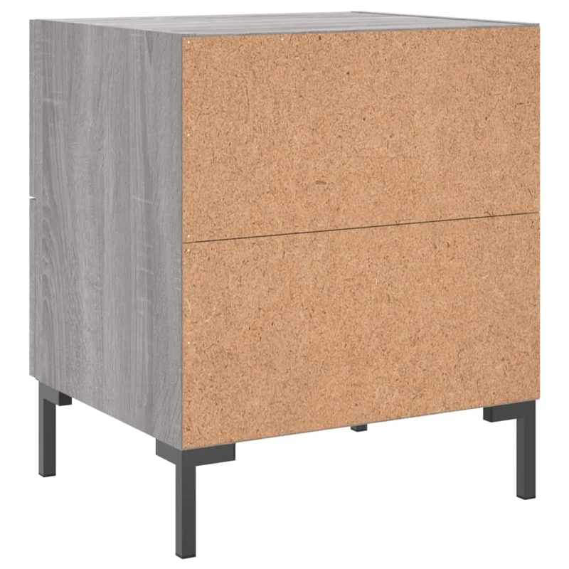 Table de chevet avec deux tiroirs 40 x 35 x 47,5 cm bois d’ingénierie gris et fer DEC034610
