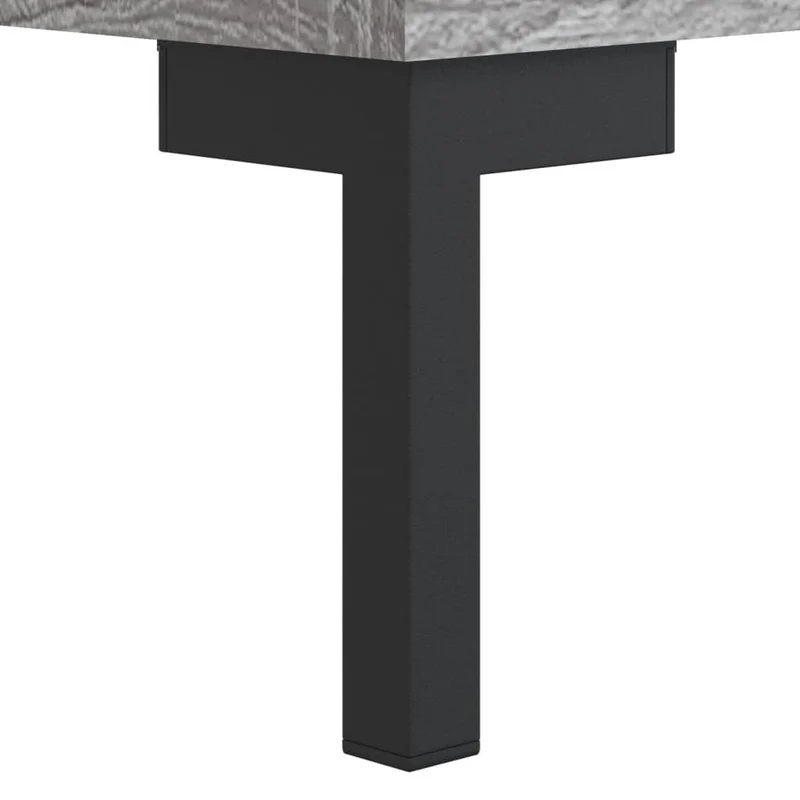 Table de chevet avec deux tiroirs 40 x 35 x 47,5 cm bois d’ingénierie gris et fer DEC034610