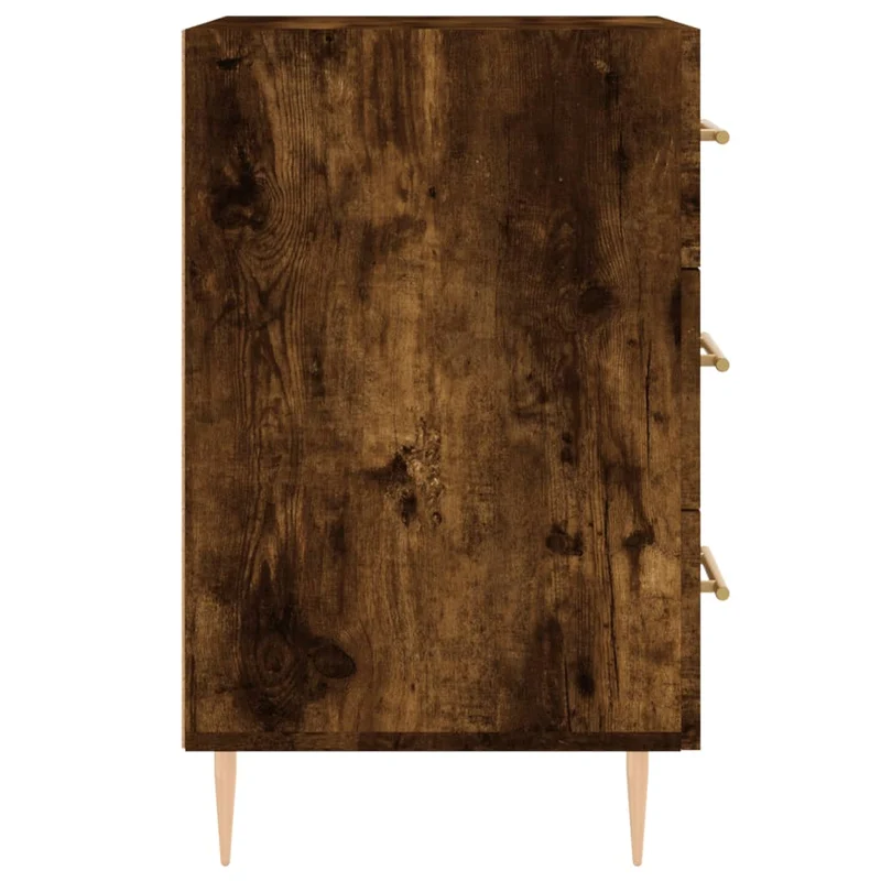 Table de chevet avec 3 tiroirs 40 x 40 x 66 cm bois d'ingénierie marron fumé et fer DEC033627