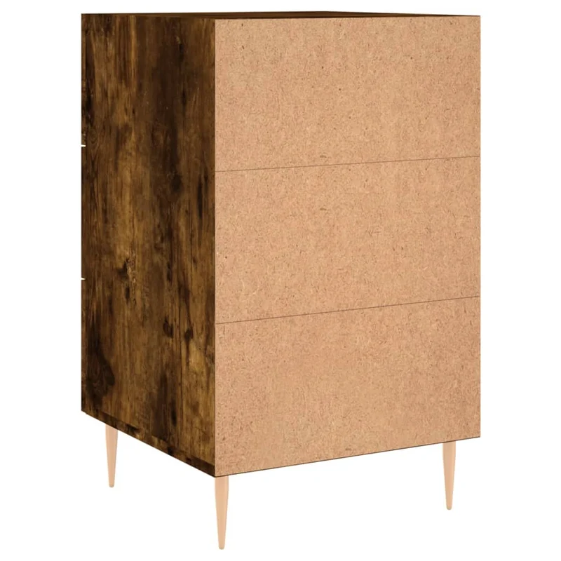 Table de chevet avec 3 tiroirs 40 x 40 x 66 cm bois d'ingénierie marron fumé et fer DEC033627