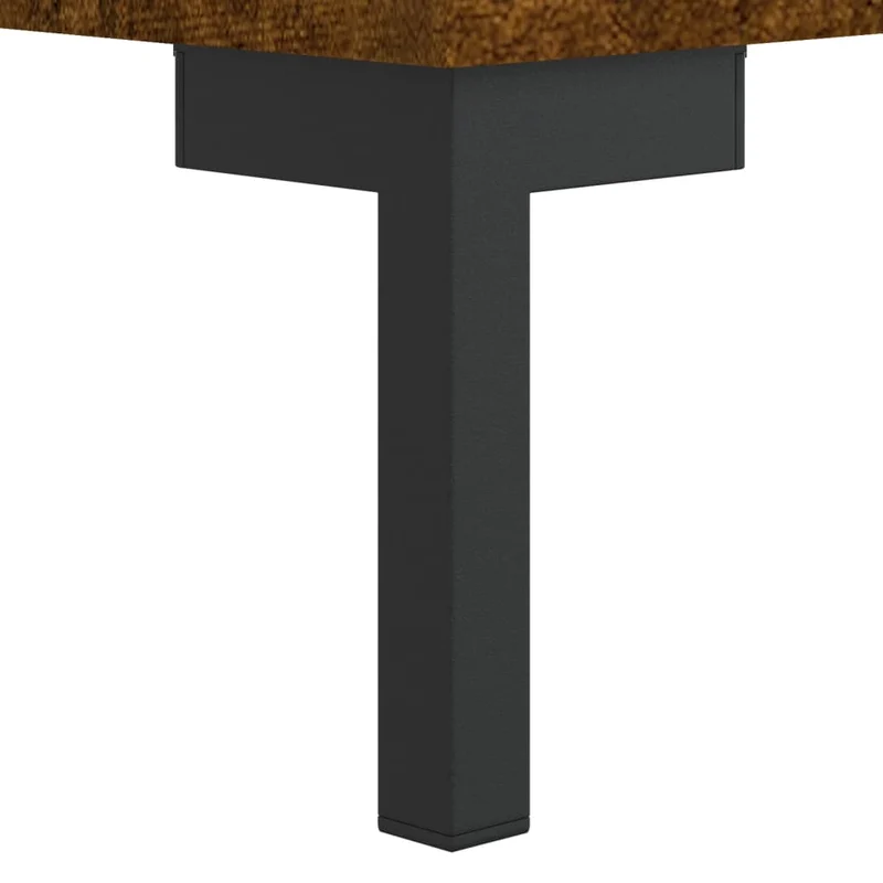 Table de chevet avec deux tiroirs 40 x 35 x 47,5 cm bois d’ingénierie marron fumé et fer DEC033577